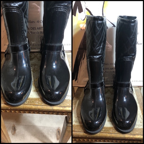 SZ 8-STUART WEITZMAN BLACK CHUNK HEEL QUILTED HEEL BOOTS - Picture 14 of 16